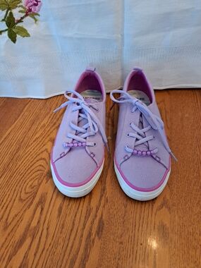 Sperry Lavender Canvas Sneakers with Pink Trim